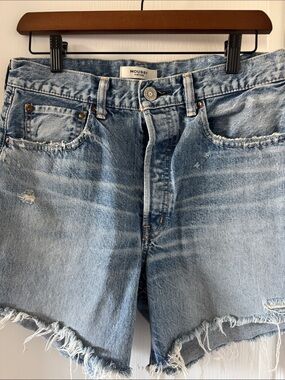 Moussy Light Blue Distressed Denim Cutoff Shorts